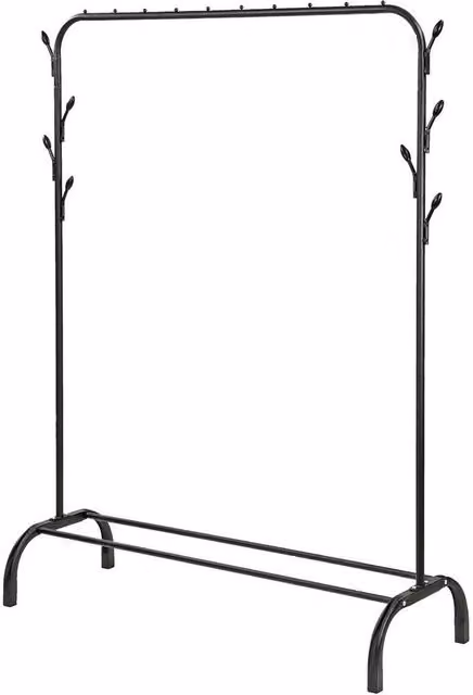 KORVIXA Heavy Duty Metal Clothes Rail Rack in Matt Black, W/H: 80 x 148 cm – 1