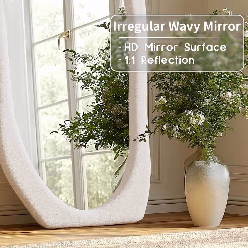 PAWNORA Modern Wavy Full-length Leaning Mirror in White – 4