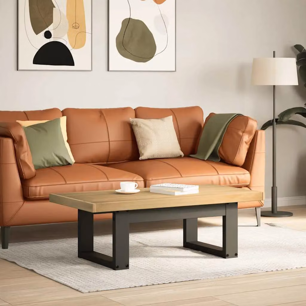 Berkfield Home NOAIN Brown Solid Wood Pine Coffee Table with U-Shaped Legs, W/D/H: 120 x 60 x 40 cm – 2