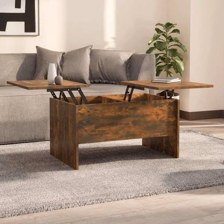 Berkfield Home Modern Coffee Table in Smoked Oak Brown, W/D/H: 80 x 50 x 42.5 cm