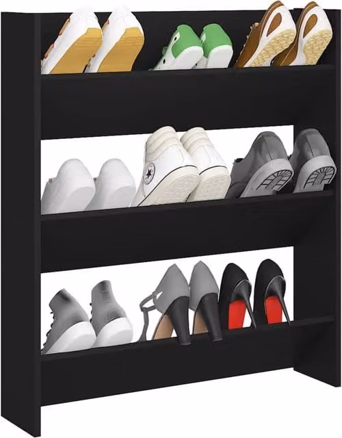Berkfield Home Wall Mounted Shoe Cabinet in Black, W/D/H: 80 x 18 x 90 cm – 1