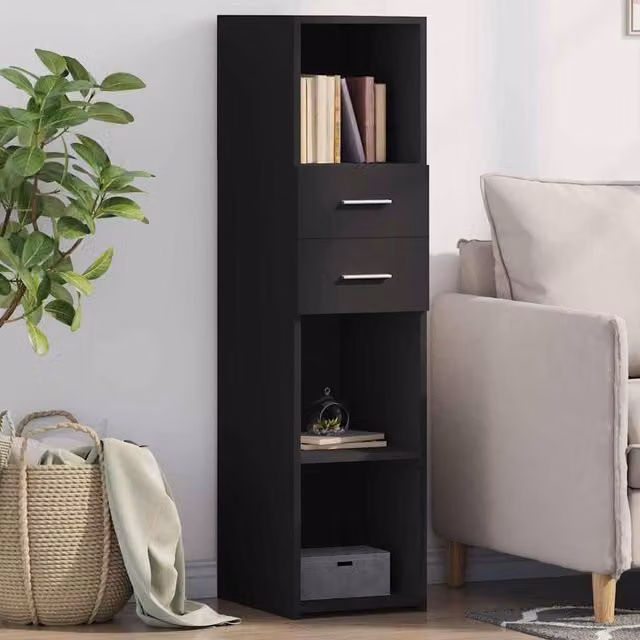 Berkfield Home Modern Black Matt Highboard W/D/H: 30 x 42.5 x 124 cm – 1