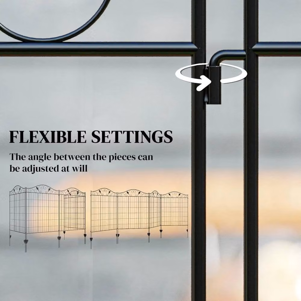 EONLION Black Decorative Garden Fence, 4 Panels, Height: 100 cm – 4