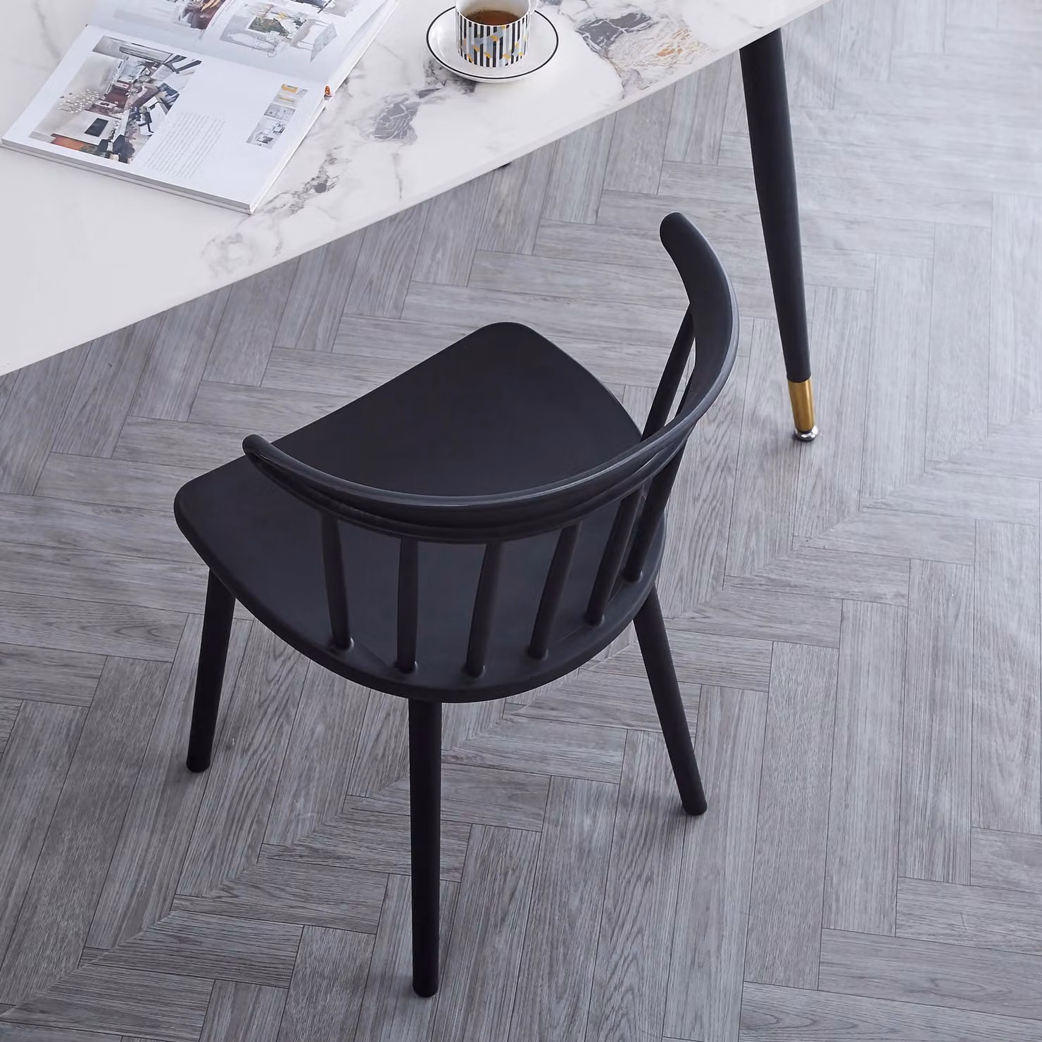 Nordlys Set of 4 Black Indoor Outdoor Dining Chairs with Armrests – 4