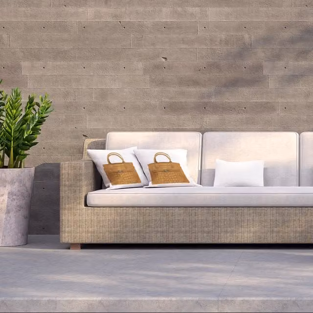 Benjamin Tate Design LTD Modern Square Outdoor Cushion in Brown and White, W/D/H: 60 x 60 x 1 cm