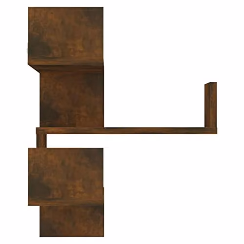 vidaXL L-Shape Corner Shelf with 1 Shelf, Brown, W/D/H: 40 x 40 x 50 cm, Wall Mounted, Modern Style – 3