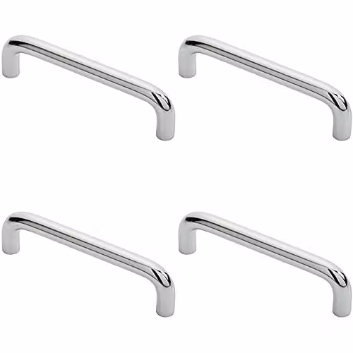 Loops 4 Pack Round D-Bar Cabinet Pull Handles in Chrome, 106 x 10 mm with 96 mm Fixing Centres