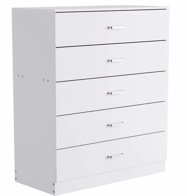 FORGEVIO Modern 5 Drawer Chest of Drawers and Dressing Table in White
