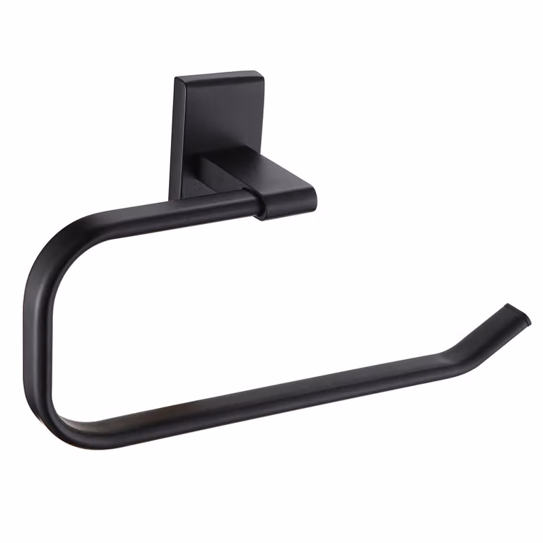 Showerdrape Unity Wall Mounted Stainless Steel Towel Ring in Black, W: 24.0 cm, D: 13.5 cm, H: 7.0 cm