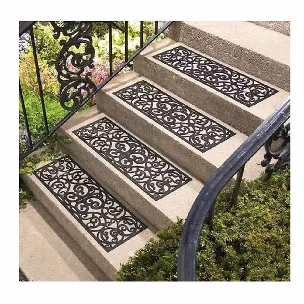 SPETLEK Anti Slip Rubber Stair Step Treads Mat in Black, W/D/H: 1000 x 52 x 5.2 cm – 1