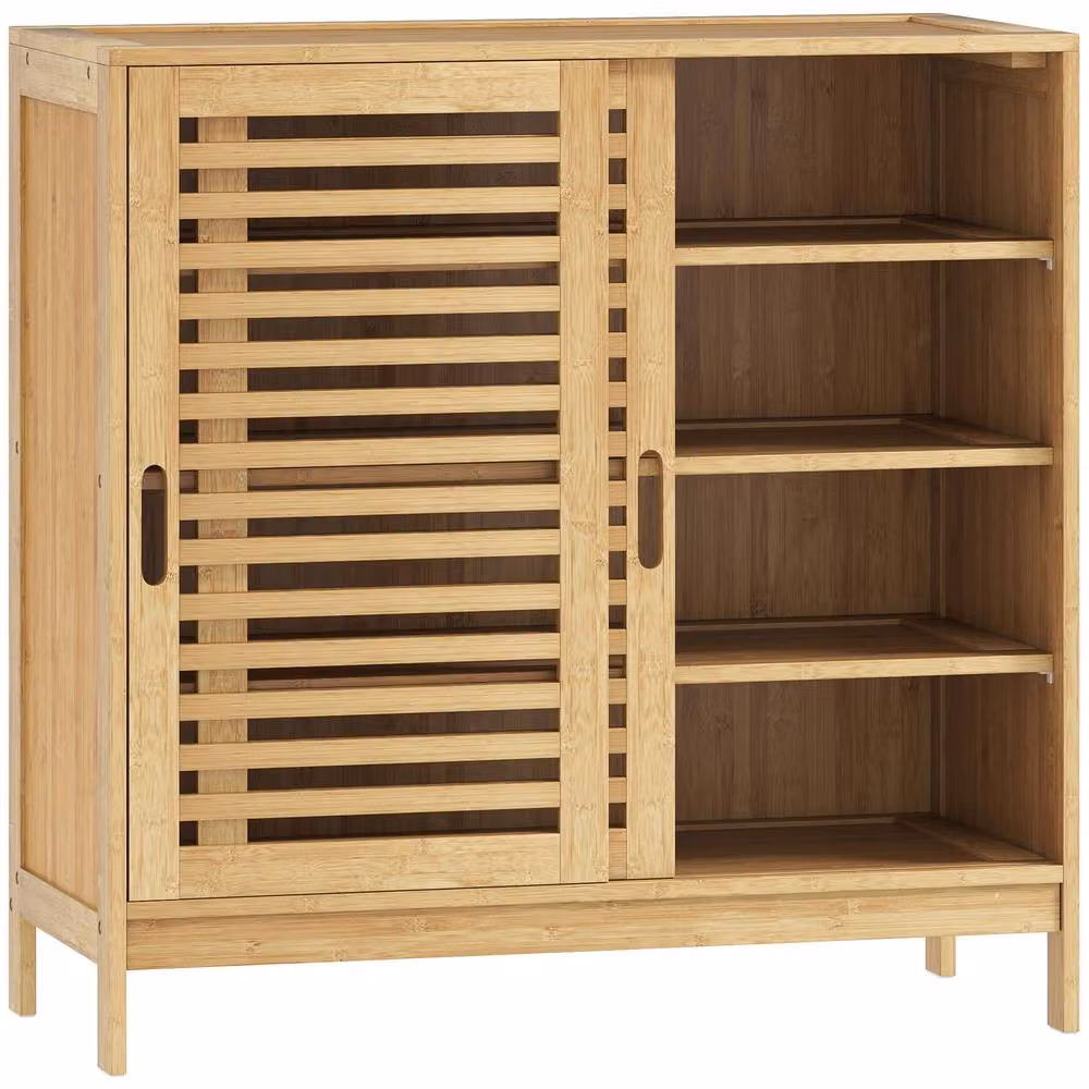 STILVORA Scandinavian Shoe Cabinet with Sliding Doors and Internal Shelves in Sand – 7