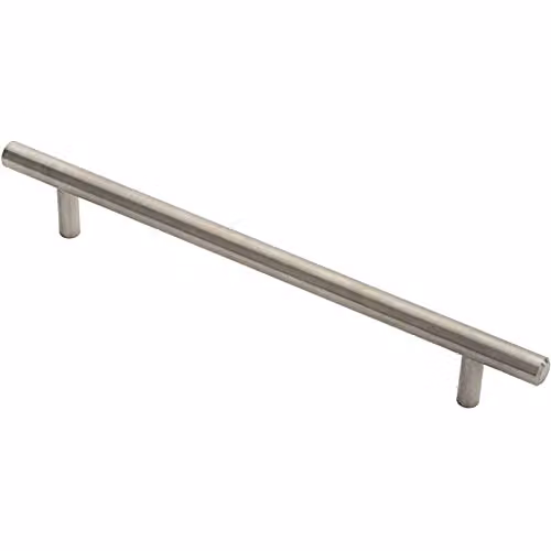 Loops Round T-Bar Pull Handle in Brushed Stainless Steel, Silver, 210 x 10 mm with 160 mm Fixing Centres