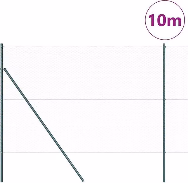 Berkfield Home Green Steel Hexagon Fence, W: 10 m, H: 1.6 m – 1