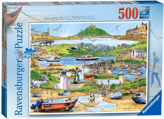 D-Escape to Cornwall 500 Piece Landscape Jigsaw Puzzle in Yellow and Multicolour
