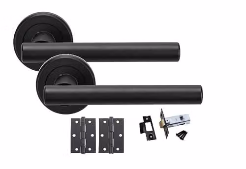 Golden Grace T-Bar Door Handles with Hinges and Latch, Matt Black, 6 Sets