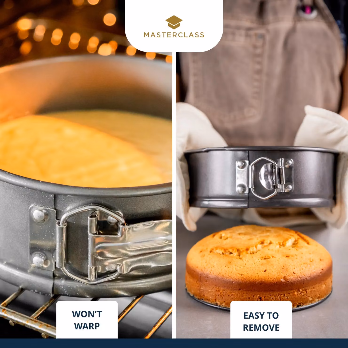 MasterClass Non-Stick Loose Base Springform Round Cake Pan, Grey, Diameter: 18 cm – 4
