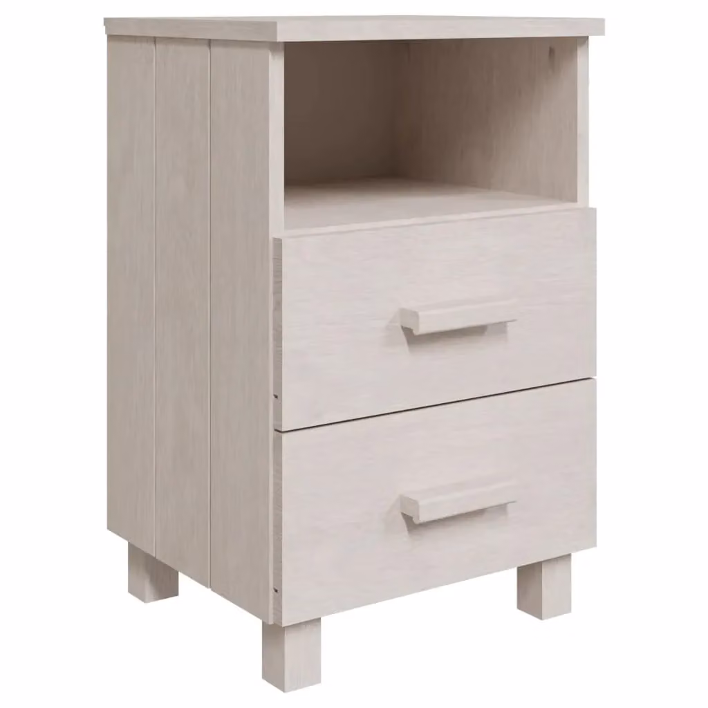 Berkfield Home HAMAR Solid Wood Bedside Cabinets, 2 Pack, White, W/D/H: 40 x 35 x 62 cm – 2