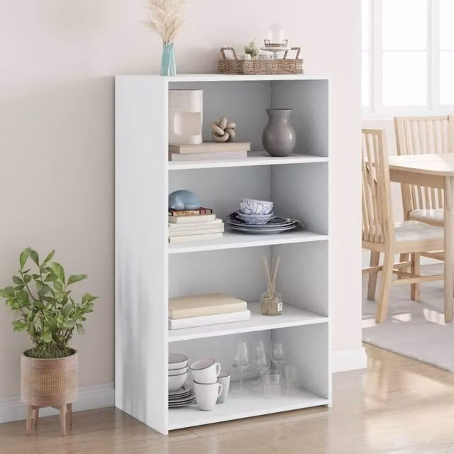 Berkfield Home Modern White Highboard in MDF, W/D/H: 70 x 41 x 124 cm