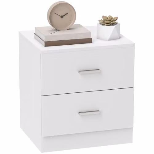 HOMCOM Modern Bedside Table with 2 Drawers, Oak Nightstand for Bedroom, W/D/H: 39.5 x 39.5 x 49 cm