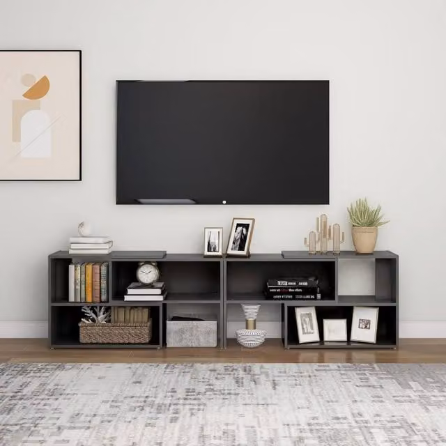 Berkfield Home High Gloss Grey TV Cabinet, W: 149 cm, D: 30 cm, H: 52 cm