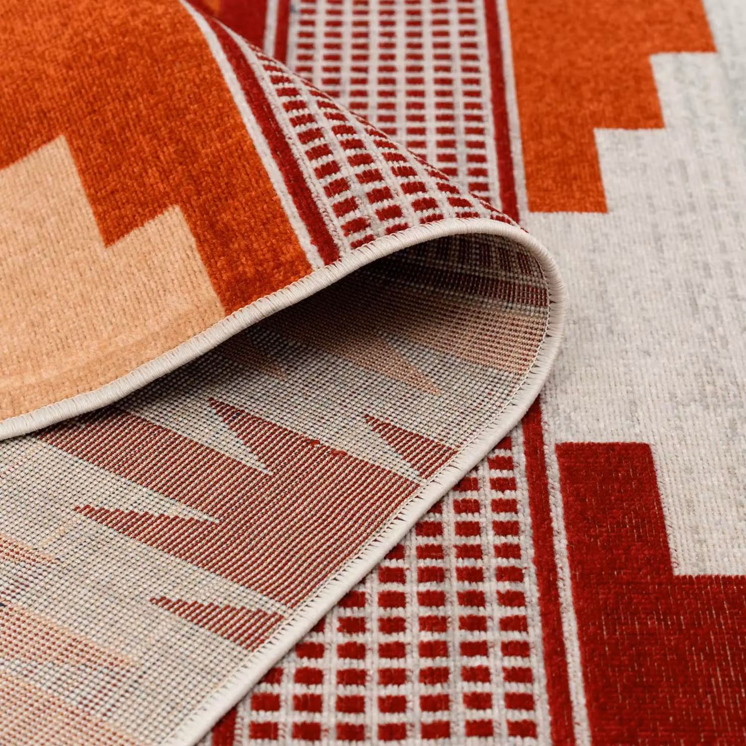 Kukoon Terracotta Orange Aztec Tribal Woven Living Room Rug, W/D/H: 170 x 120 cm – 4