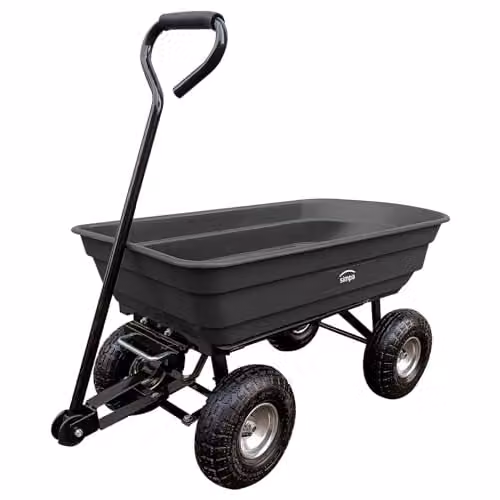 Simpa Multi-Purpose All Terrain Tipping Barrow Cart with Pneumatic Tyres, Black, W: 50.5 cm, D: 93 cm, H: 51 cm – 1