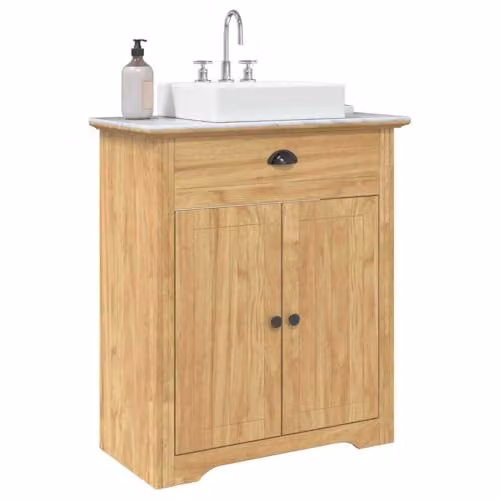 vidaXL BODO Modern Freestanding Bathroom Cabinet with Hinged Doors in Brown and Black, W/D/H: 70 x 35 x 80 cm
