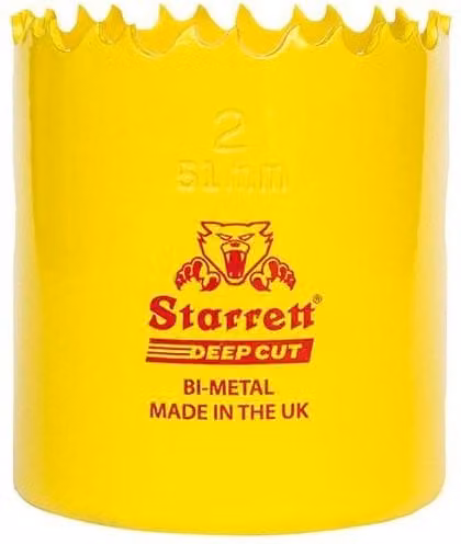 Starrett Dch0078 Deep Cut Bi-Metal Hole Saw, 22mm, Yellow