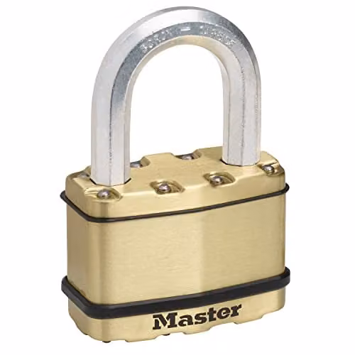 Master Lock Excell Brass Finish Gold Padlock with 64mm Body and 38mm Shackle – 1