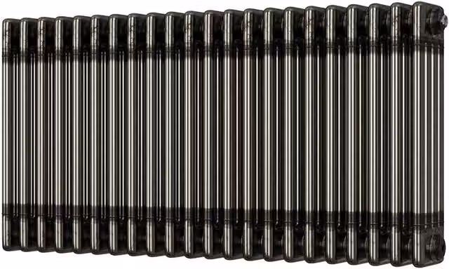 UK Radiators Alpha 4 Column Horizontal Traditional Cast-Iron Style Radiator in Raw Metal Silver, W: 988 mm, H: 500 mm