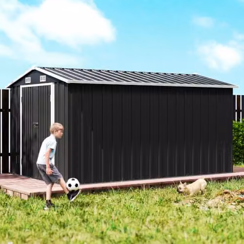 Outsunny Heavy Duty Metal Outdoor Storage Shed with Double Doors and 4 Vents, Dark Grey – 7