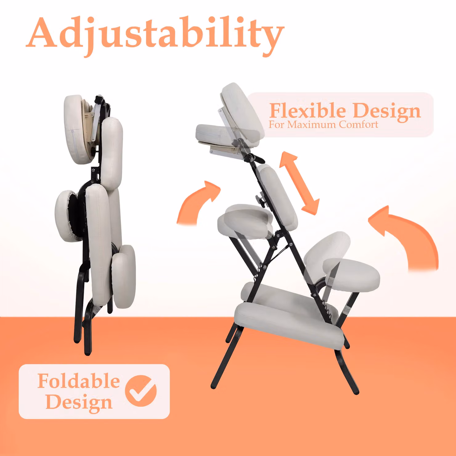 Inner Bliss Adjustable and Foldable Massage Chair with Carry Bag, White – 3
