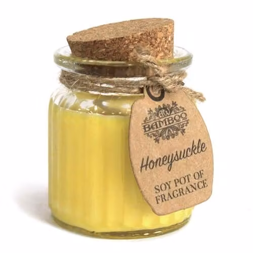 KDMD Set of 2 Honeysuckle Soy Pot of Fragrance Candles in Yellow and Brown – 1
