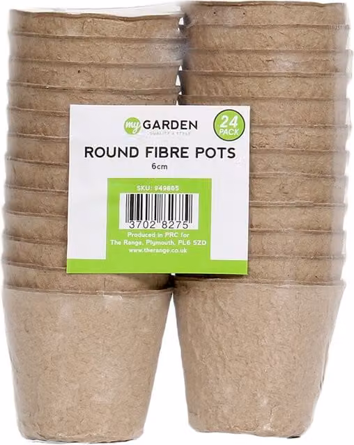 My Garden Pack of 24 Round Brown Paper Pulp Fibre Planter Pots