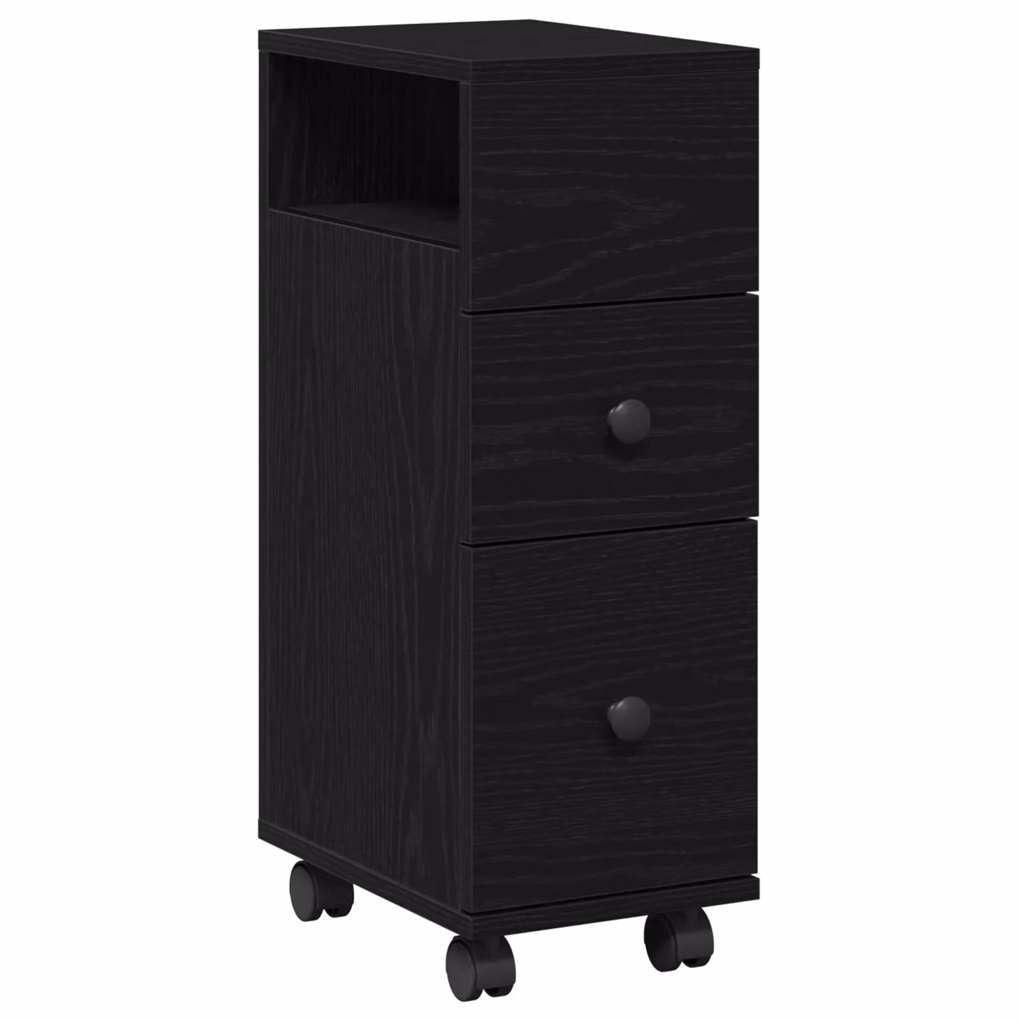 Berkfield Home Narrow Bathroom Cabinet with Wheels in Black Oak Engineered Wood – 2