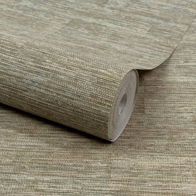 Grandeco Boutique Johor Fabric Blocked Stripe Embossed Wallpaper, Green