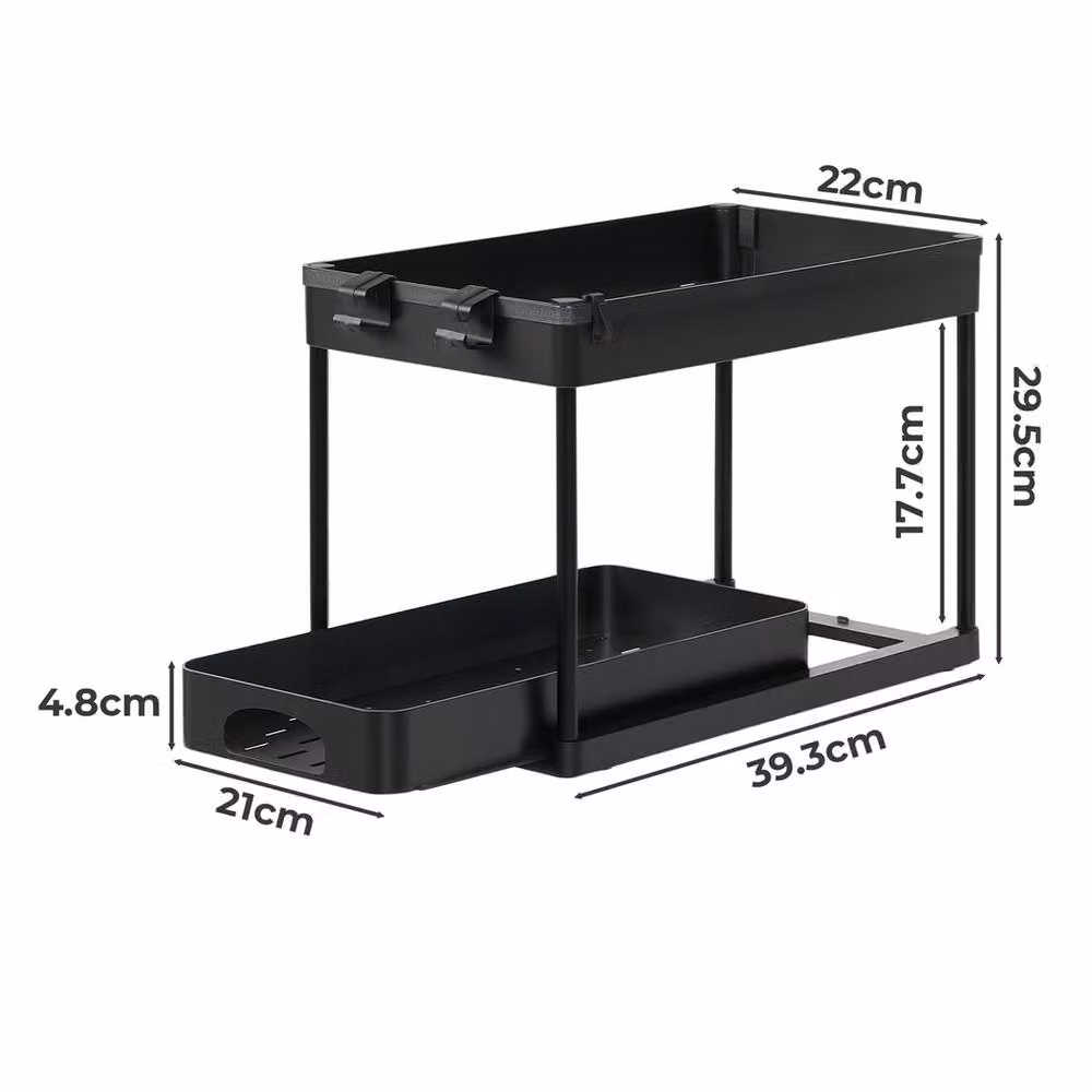Toque Black Under Sink Kitchen Sliding Pull Out Drawer Organiser, 2 Pack – 4