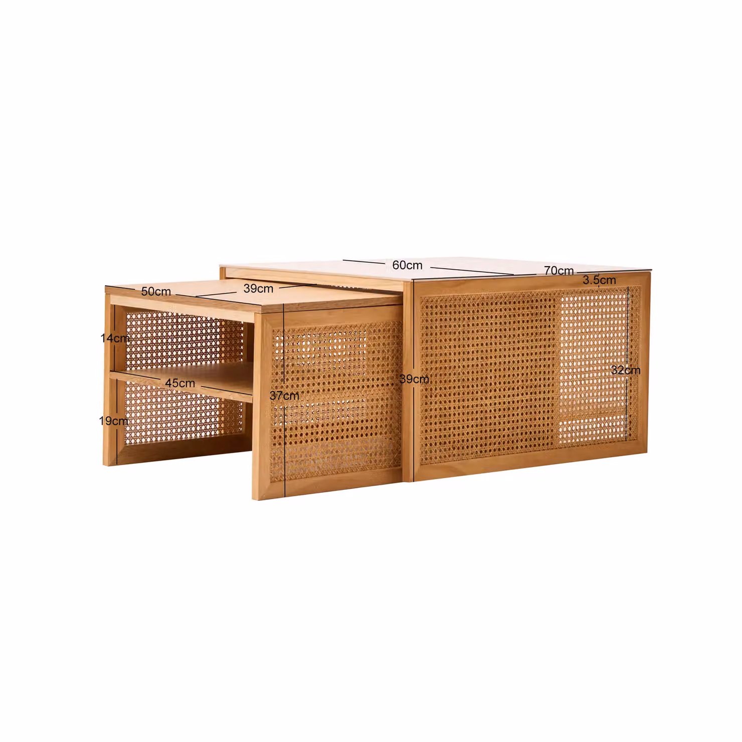 Nordlys Set of 2 Modern Brown Wooden Nested Coffee Tables – 4