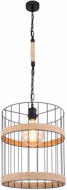 Netlighting Halia Industrial Metal Wire Frame Pendant Ceiling Light, Black, Diameter: 35 cm, 1x E27 – 1