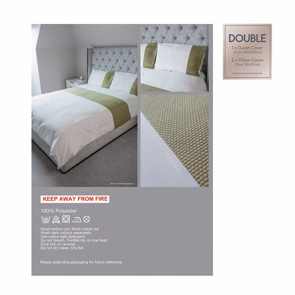 Voltico Lime Jacquard Duvet Cover and Pillowcase Set in Green and White, W: 140 cm, H: 200 cm – 3