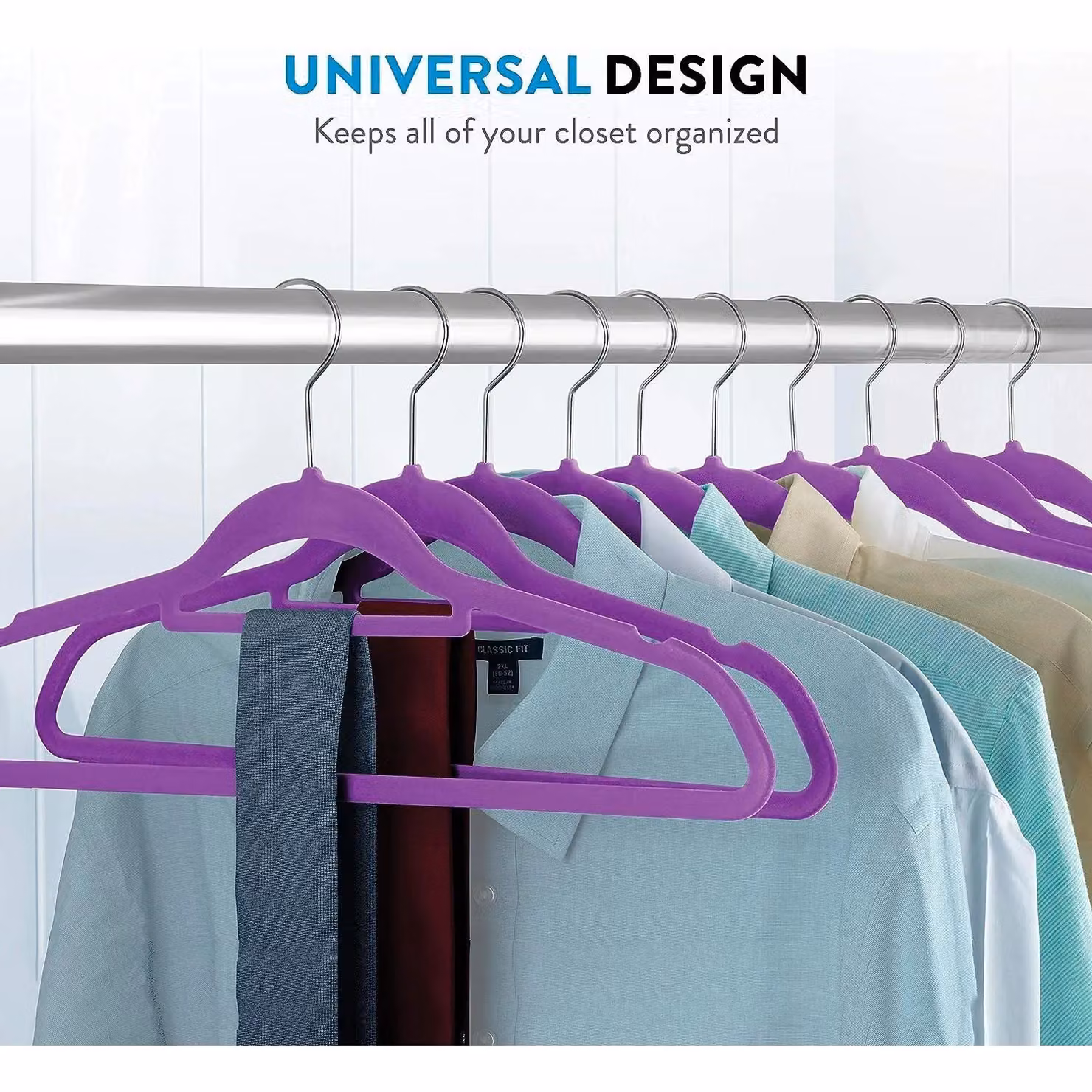 MANTRARAJ Non-Slip Flocked Velvet Clothes Hangers with 360 Degree Swivel Hooks, Purple, 10 Pack – 4