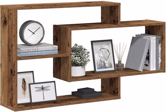 Berkfield Home Rustic Old Wood Wall Shelf in Brown, W/D/H: 104 x 20 x 58.5 cm – 1