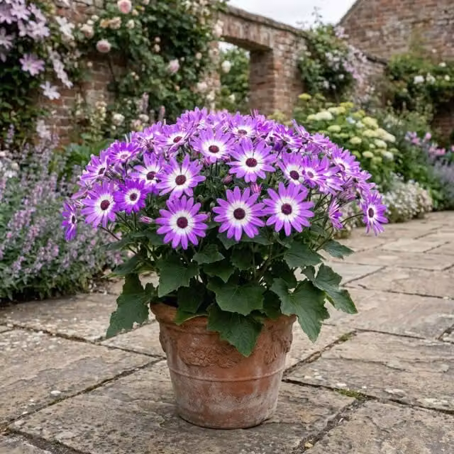 Plants By Post Senetti Violet Bicolour Potted Bedding Plant, Purple and White, 6.5L