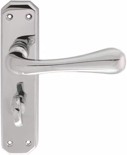 Loops Pair Heavy Duty Lever on Angular Bathroom Backplate in Polished Chrome, W: 180 mm x H: 40 mm