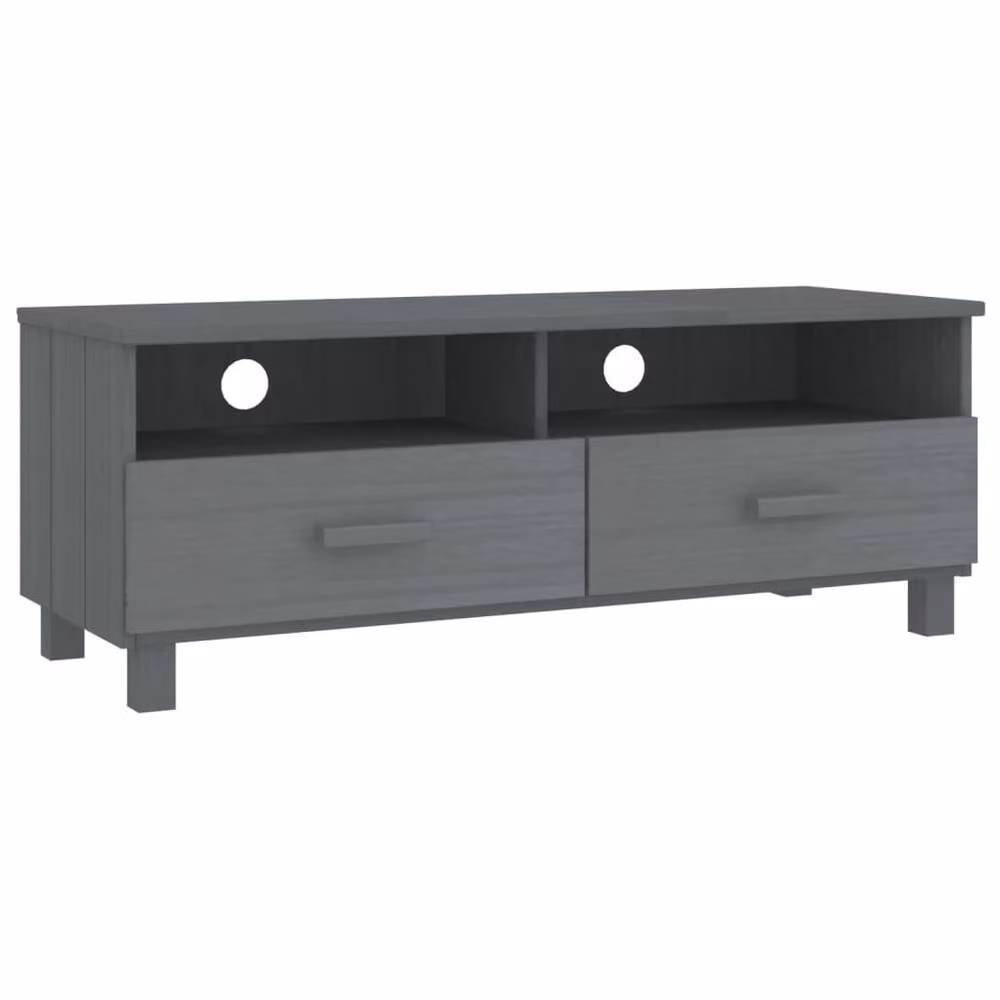 Berkfield Home HAMAR TV Cabinet in Dark Grey Solid Pine Wood, W: 106 cm, D: 40 cm, H: 40 cm – 3