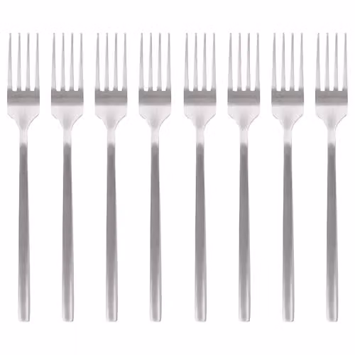 Argon Tableware Stainless Steel Dinner Forks, Silver, Pack of 8 – 1