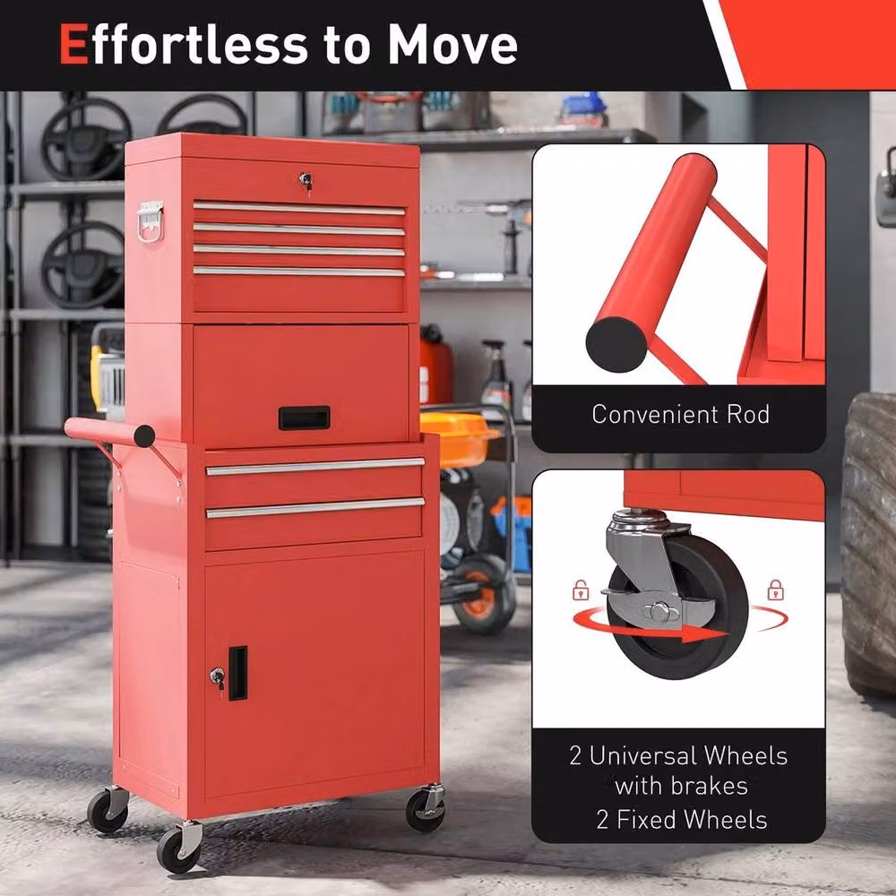 FLAVORA 3-in-1 Rollable Tool Cabinet in Red – 4