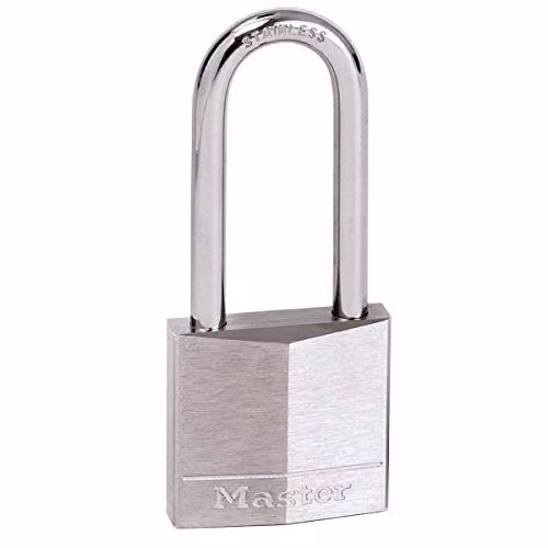 Master Lock Marine Brass Padlock with Key, Silver and Grey, W: 6.5 cm, D: 4 cm, H: 1.3 cm – 1