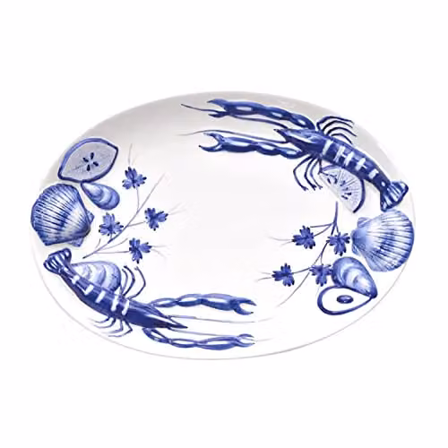 Verano Spanish Ceramics Hand Painted White Sea Shell Oval Ceramic Serving Platter, W: 40 cm, D: 30 cm – 2