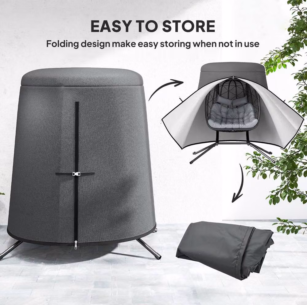 STILVORA Grey Oxford Fabric Hanging Egg Chair Cover W: 196 cm, D: 230 cm – 5